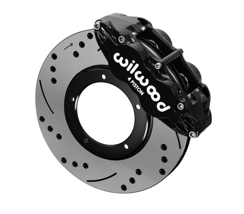 Wilwood 69-83 Porsche 911 Front Superlite Brake Kit 3.5in MT Drilled & Slotted - Black