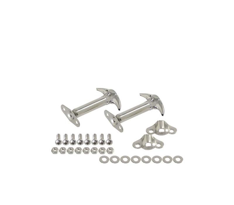 Kentrol 55-95 Jeep CJ/Wrangler YJ Hood Catch Pair - Polished Silver