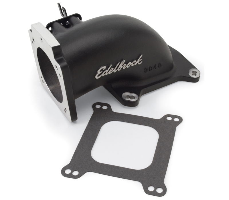 Edelbrock Low Profile Intake Elbow 90mm Throttle Body to Square-Bore Flange Black Finish