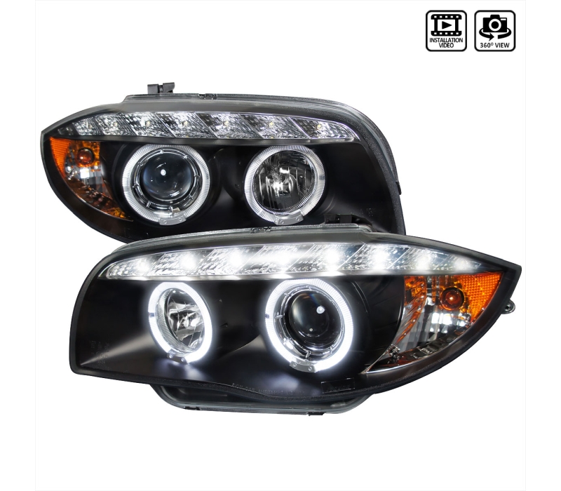 Spec-D Tuning Bmw E87 Halo Projector Headlight Chrome Housing