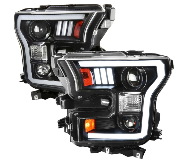 SPEC-D Tuning Ford F150 LED Projector Headlights - Clear Lens With Matte Black Housing