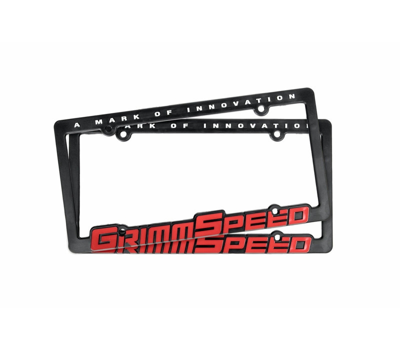 GrimmSpeed License Plate Frames Red Text Pair
