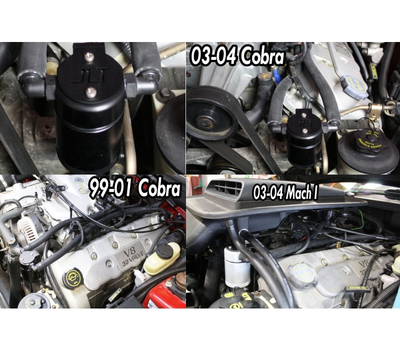JLT 3.0 Oil Separator Ford Mustang Cobra / Mach 1 Driver Side Black Anodized Finish