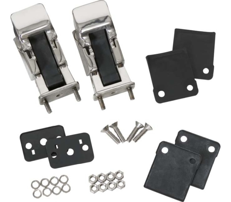 Kentrol 42-95 Jeep CJ/Wrangler YJ Hood Catch Pair TJ Style - Polished Silver