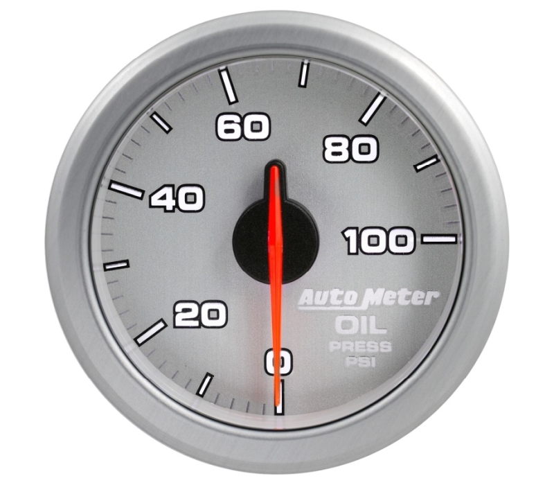 Autometer Airdrive 2-1/6in Oil Pressure Gauge 0-100 PSI - Silver