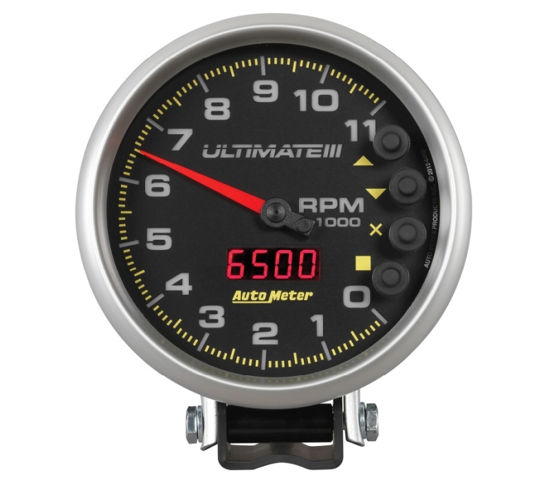 AutoMeter Gauge Tach 5in. 11K RPM Pedestal Datalogging Ultimate IIi Playback Black
