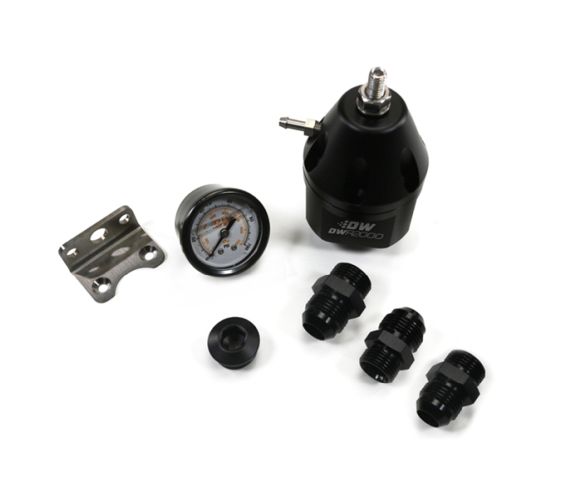 DeatschWerks DWR2000 AFPR + Pressure Gauge + 10AN Fittings - Anodized Black