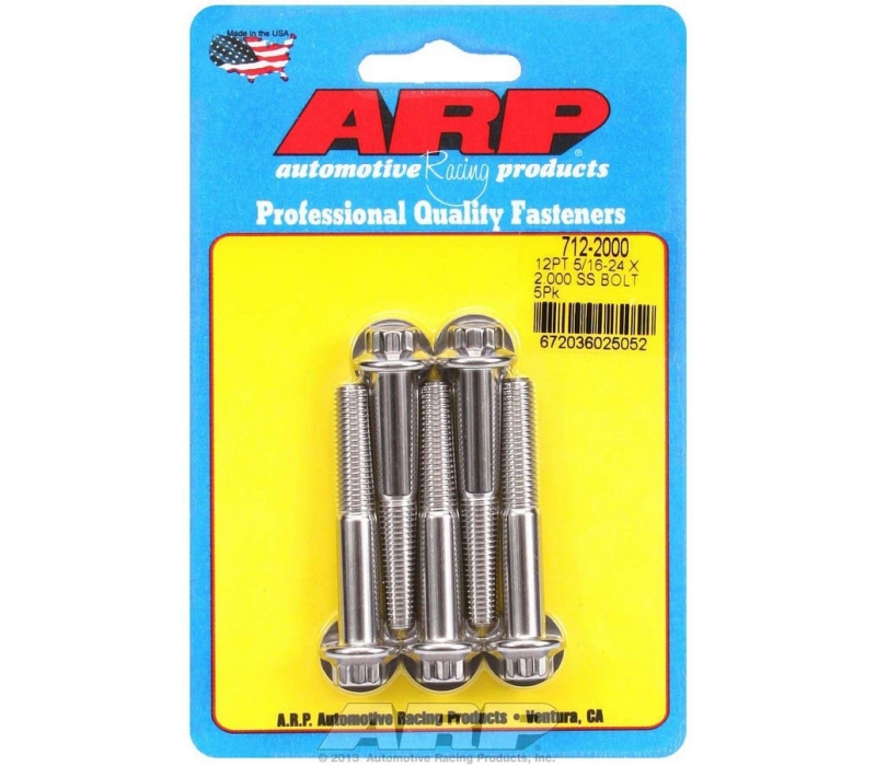 ARP 5/16in-24 x 2.000 12pt SS Bolts (5/pkg)
