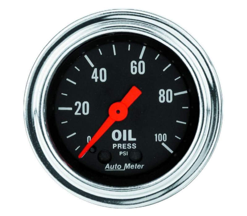 Autometer Traditional Chrome 2-1/16in 100 PSI Mechanical Oil Pressure Gauge