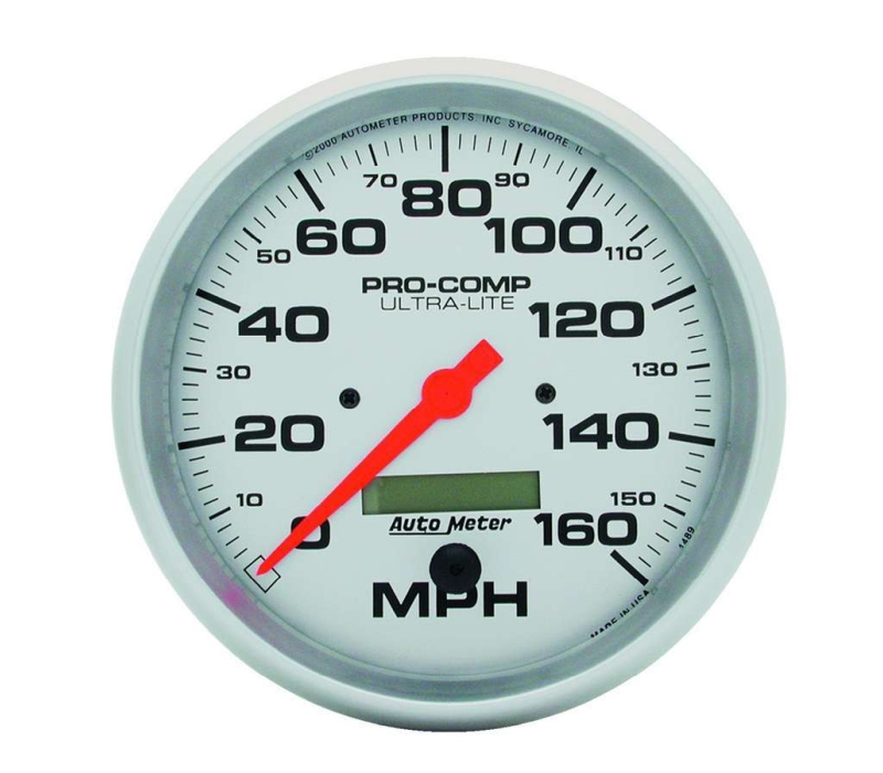 Autometer Ultra-Lite 127mm In-Dash Electronic Programmable 160 MPH Speedometer