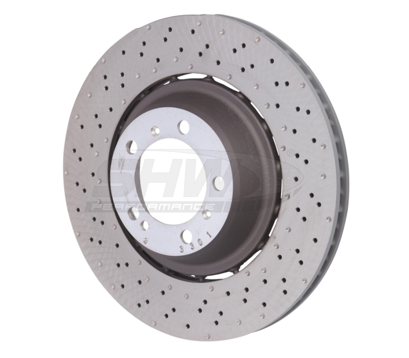 SHW 14-19 Porsche 911 Turbo 3.8L w/o Ceramics Left Rear Drilled-Dimpled LW Brake Rotor (99135240703)