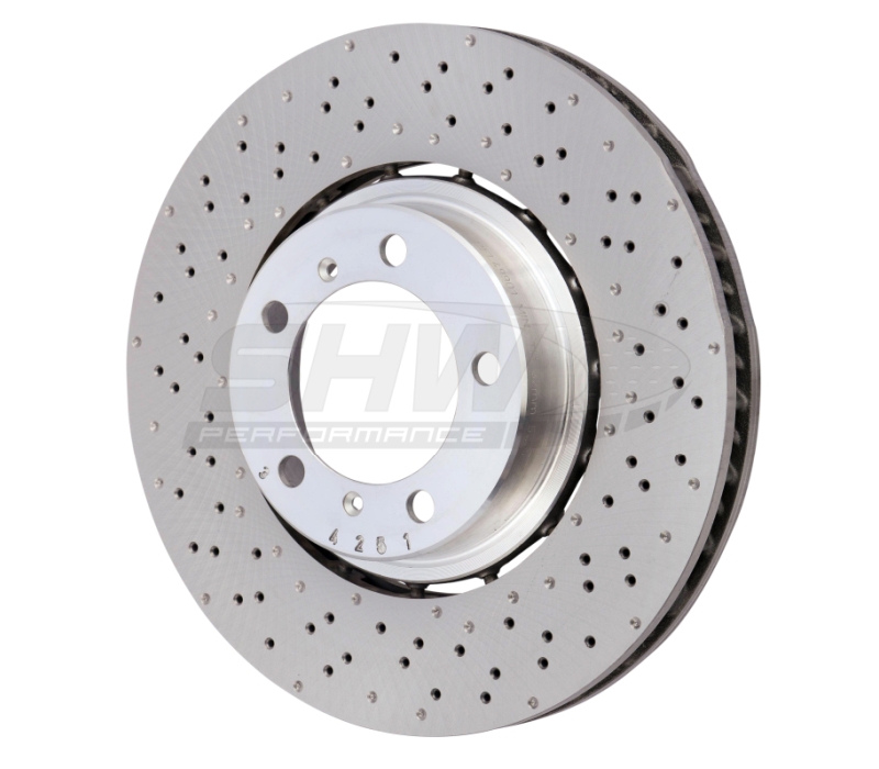 SHW 18-19 Porsche 911 Carrera 4 GTS w/o Ceramic Brake Left Frt Drill-Dimp LW Brake Rotor (9P1615301)