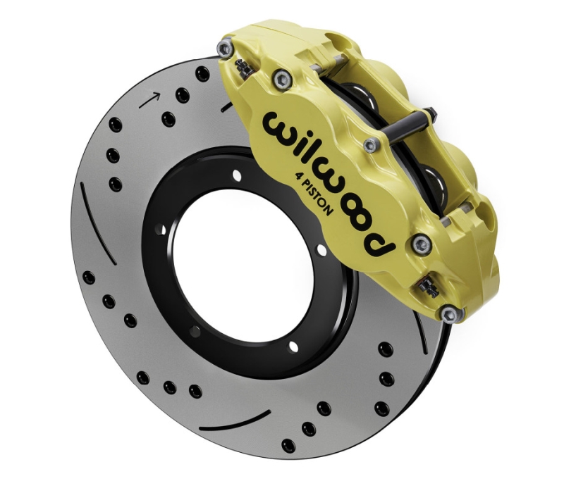 Wilwood 69-83 Porsche 911 Front Superlite Brake Kit 3.5in MT Drilled & Slotted - Yellow