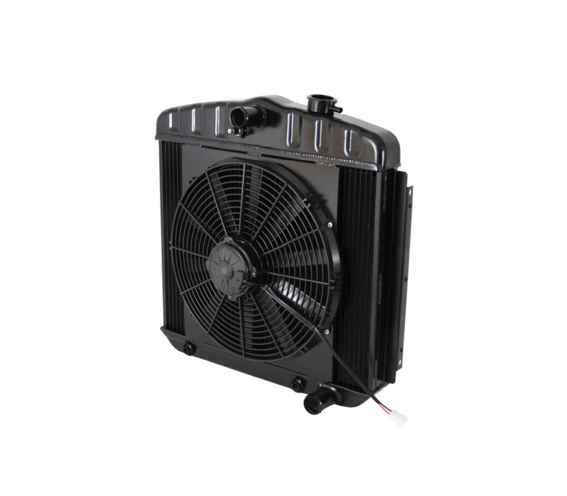 DEWITTS RADIATOR Radiator w/Fans 55-57 Chevy LS Auto Trans Blk