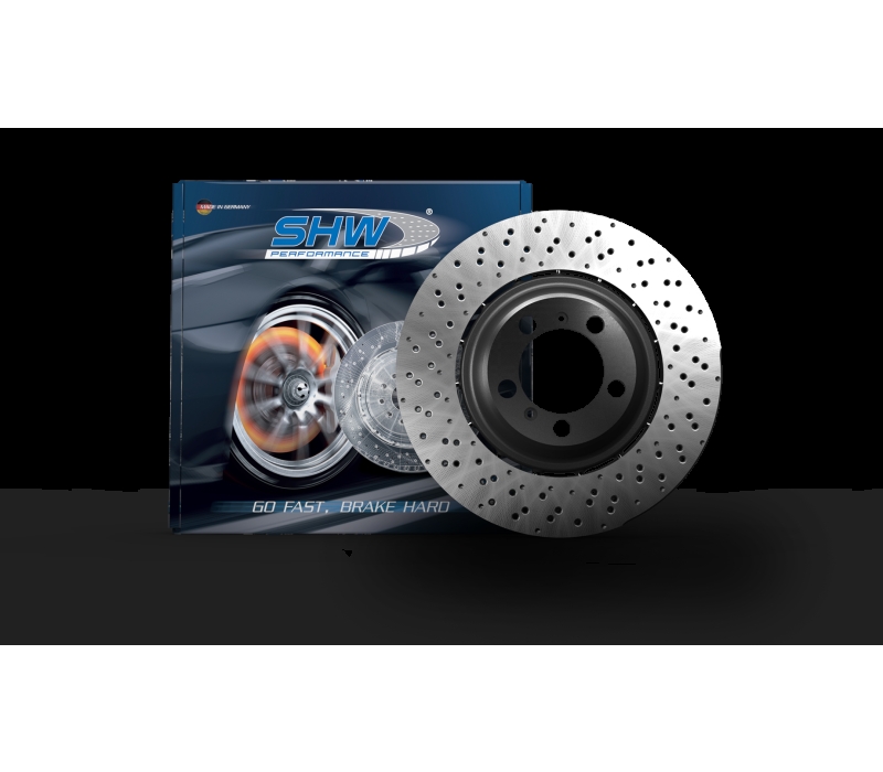 SHW 18-19 Porsche 911 Carrera 4 GTS w/o Ceramics Right Frt Drill-Dimp LW Brake Rotor (9P1615302)