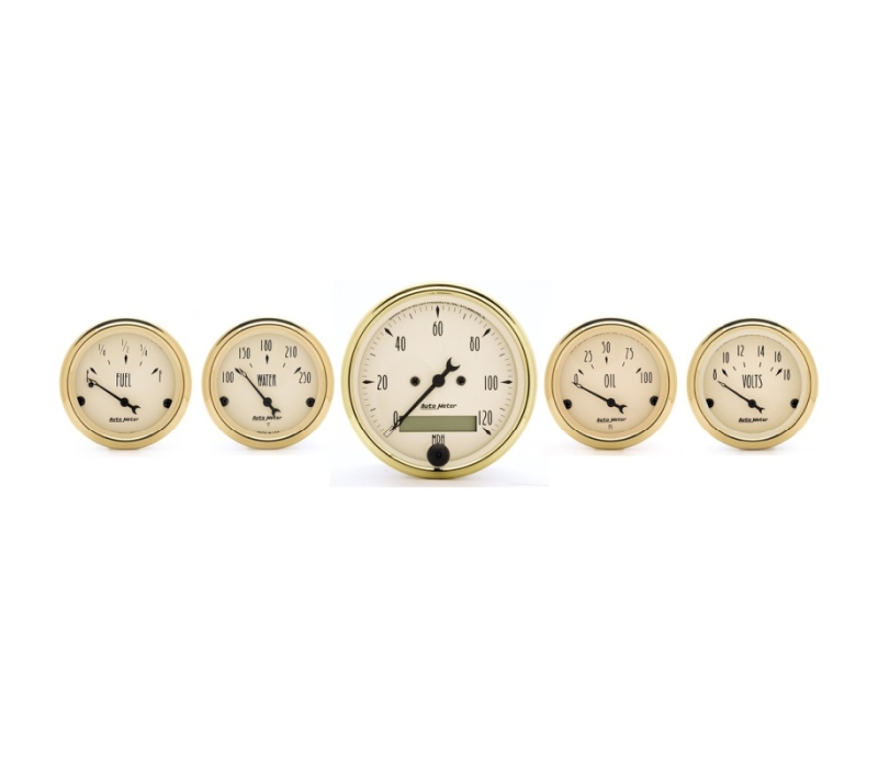 AutoMeter Gauge Kit 5 Pc. 3-1/8in. & 2-1/16in. Elec. Speedometer Golden Oldies