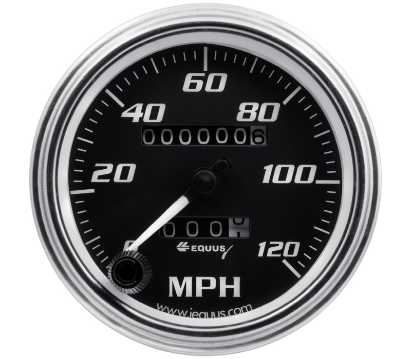 EQUUS 3-3/8 Dia Speedometer 0-120 MPH Chrome Mech
