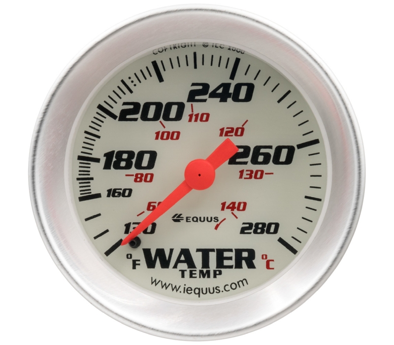 EQUUS 2.0 Dia Water Temp Gauge Silver 130-280