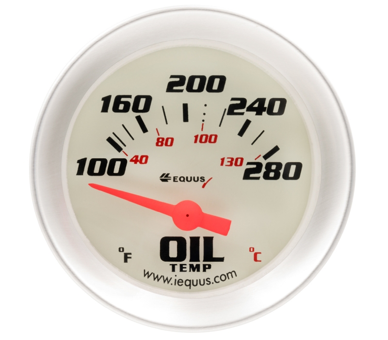 EQUUS 2.0 Dia Oil Temp Gauge Silver 100-280