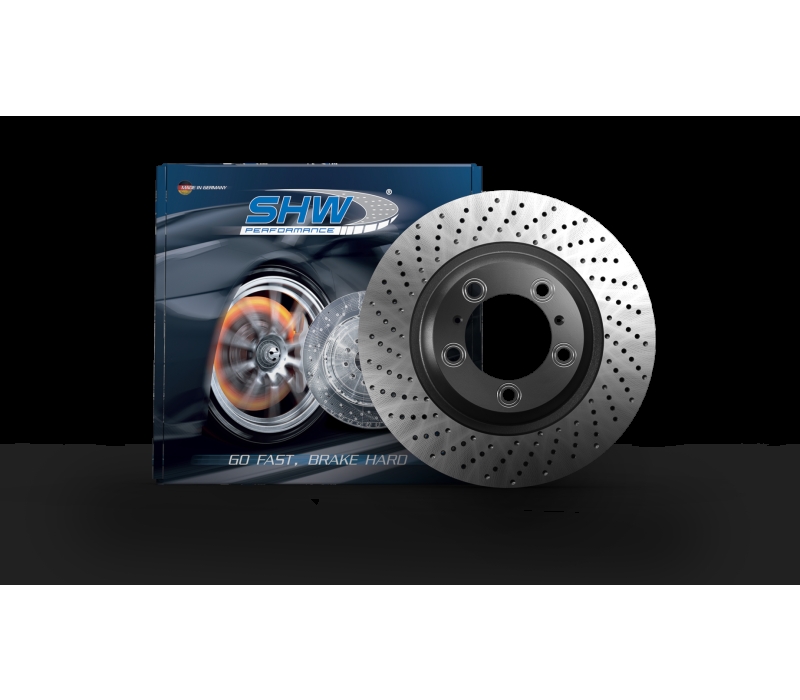 SHW 17-19 Porsche 911 Carrera 3.0L w/o Ceramics Left Front Cross-Drilled MB Brake Rotor (9P1615301A)
