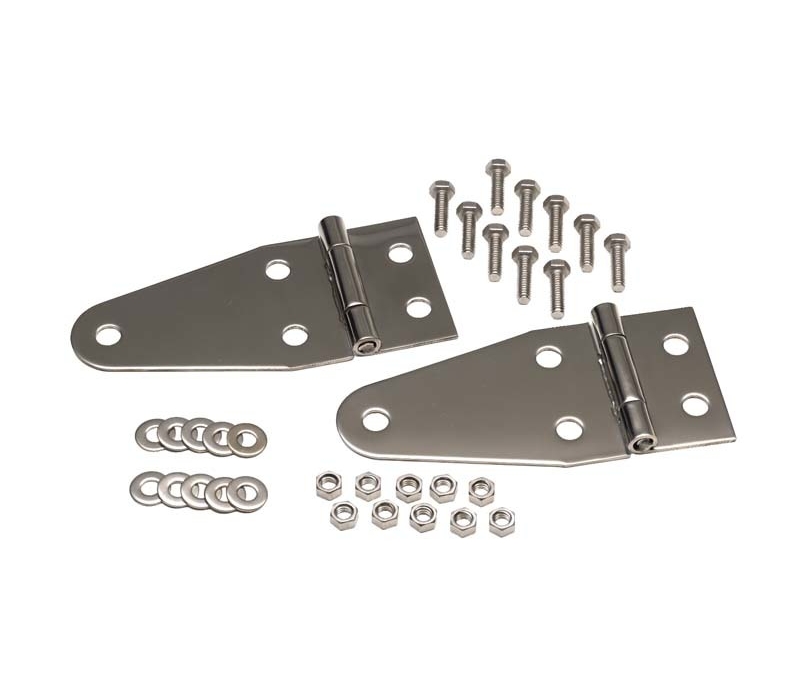 Kentrol 55-95 Jeep CJ/Wrangler YJ Hood Hinge Pair - Polished Silver
