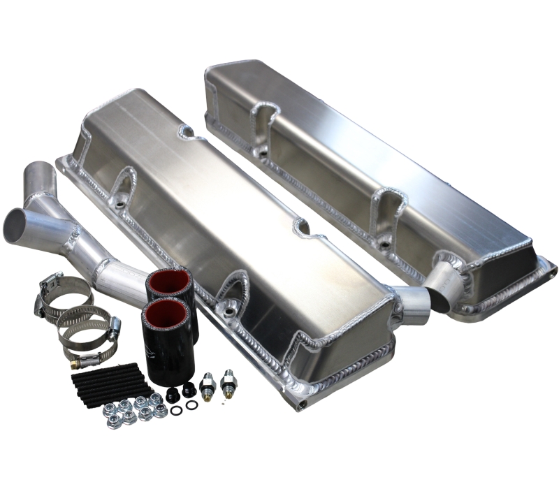 KEVKO OIL PANS & COMPONENTS SBC Fab Valve Cover Set Sgl Crossover Breathe