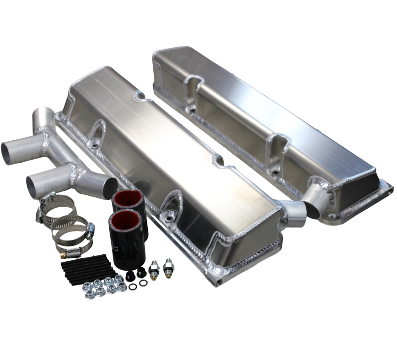KEVKO OIL PANS & COMPONENTS SBC Fab Valve Cover Set Dual Crossover Breather