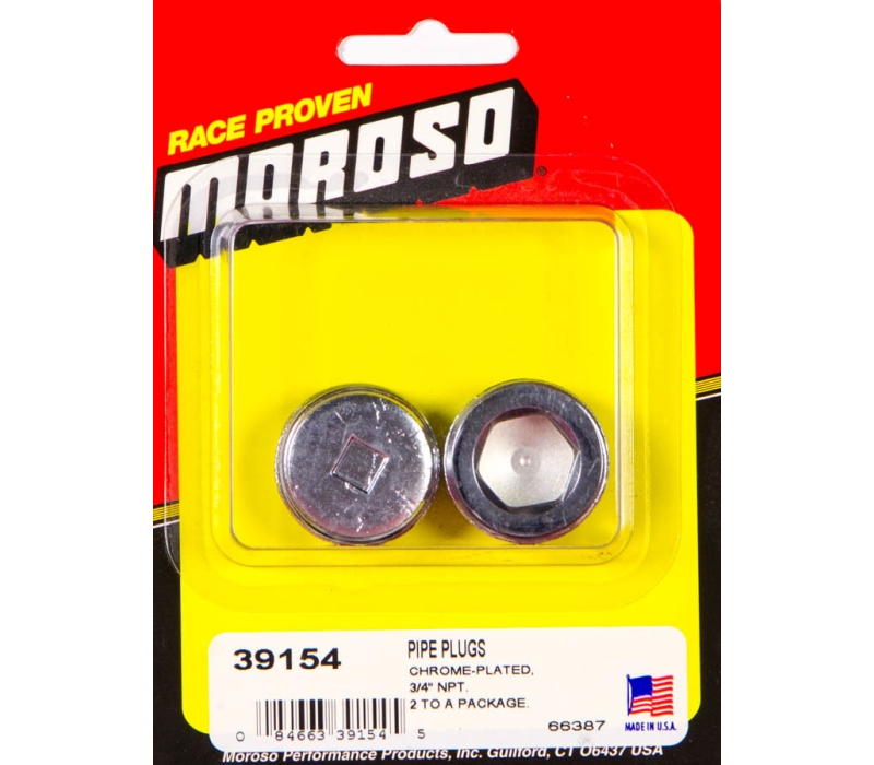 Moroso Chrome Plated Pipe Plugs - 3/4in NPT Thread - 2 Pack