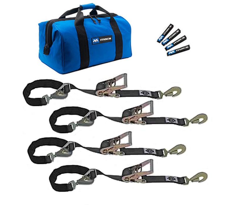 MACS CUSTOM TIE-DOWNS 4 Tie Down/Axle Strap Combo Twisted Hook
