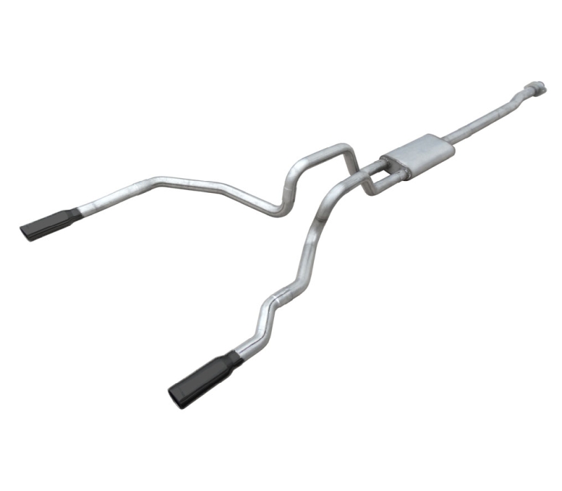 Pypes F150 EcoBoost 4 inch Exhaust System with Violator Muffler Split Duals with Phantom Black Tips