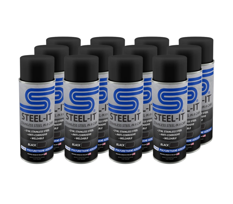 Steel-It Black Polyurethane Case 12 x 12oz Spray Cans #CASE1012D