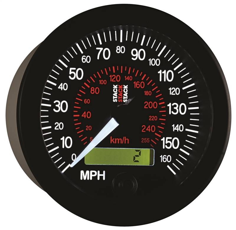 Autometer Stack Instruments 88MM 0-160 MPH / 260 KM/H Programmable Speedometer - Black ST3801 image 6
