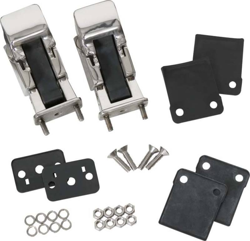 Kentrol 42-95 Jeep CJ/Wrangler YJ Hood Catch Pair TJ Style - Polished Silver 30563