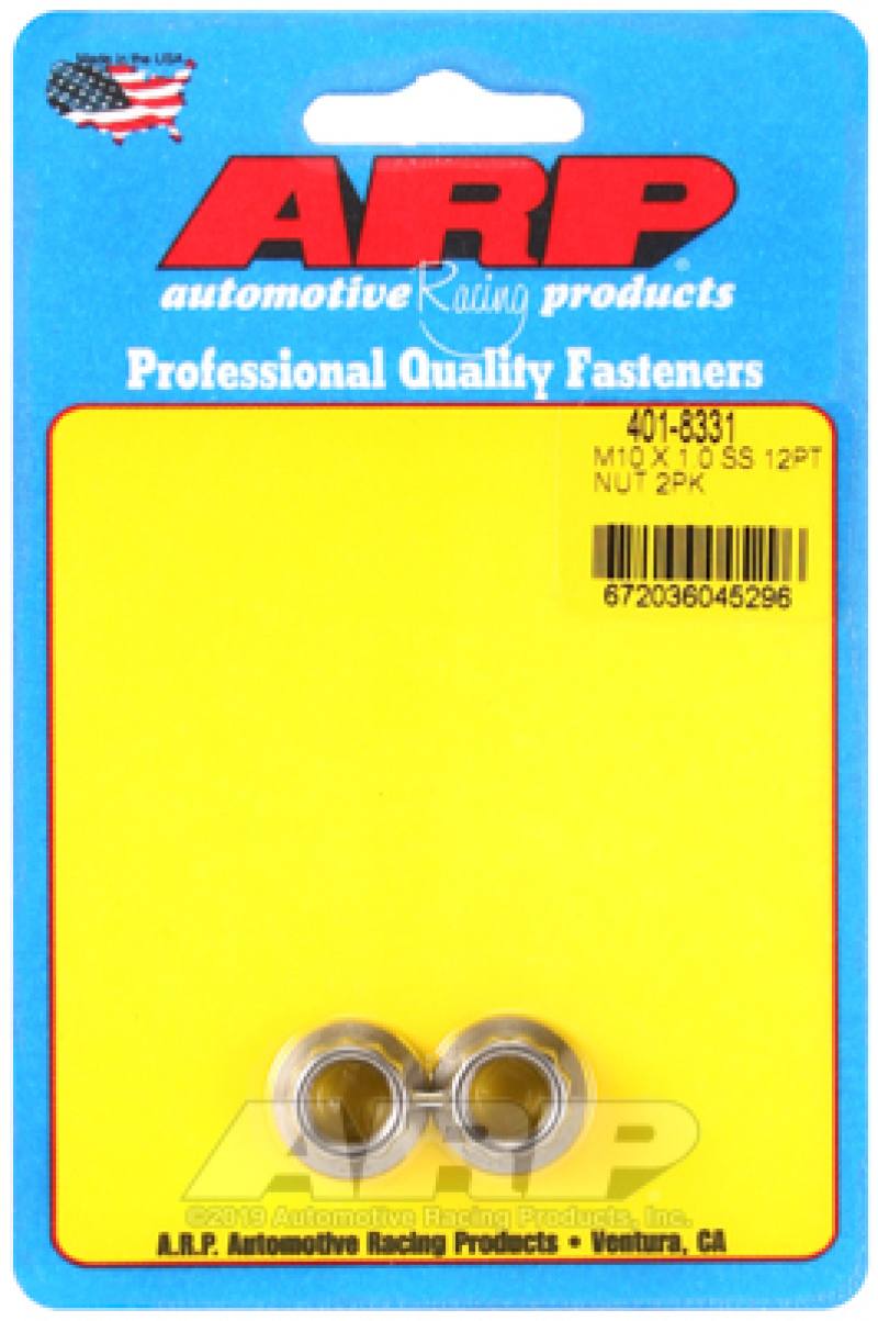 ARP M10 x 1.0 SS 12pt Nut Kit (2/pkg) 4018331 image 2