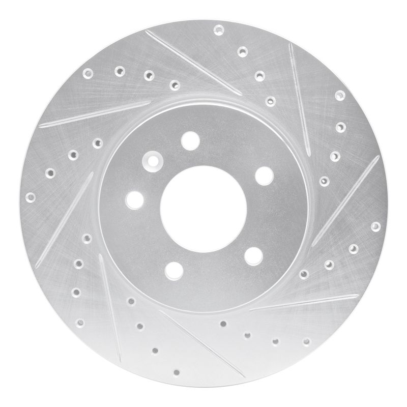R1 13-25 Cadillac ATS Front Right Drilled & Slotted Silver Brake Rotor 631-46035R