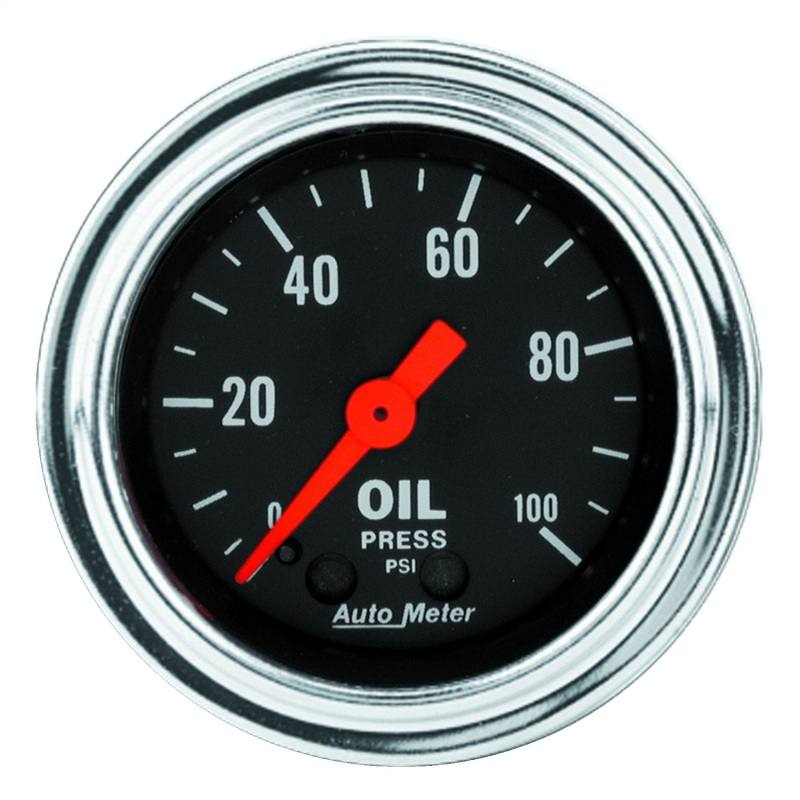Autometer Traditional Chrome 2-1/16in 100 PSI Mechanical Oil Pressure Gauge 2421 image 2