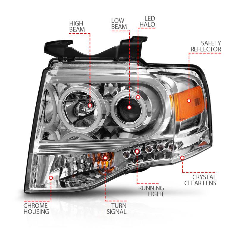 ANZO USA Ford Expedition Projector Headlights Chrome 111114 image 8