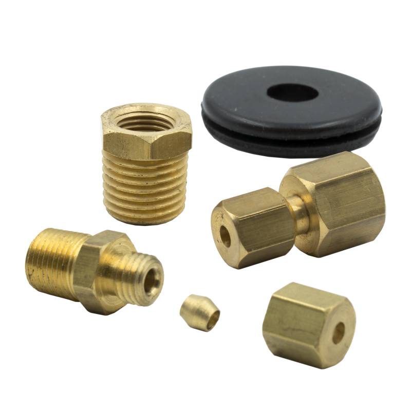 Autometer 1/8in NPTF Compression to 1/8in Line Brass Fitting Kit 3290
