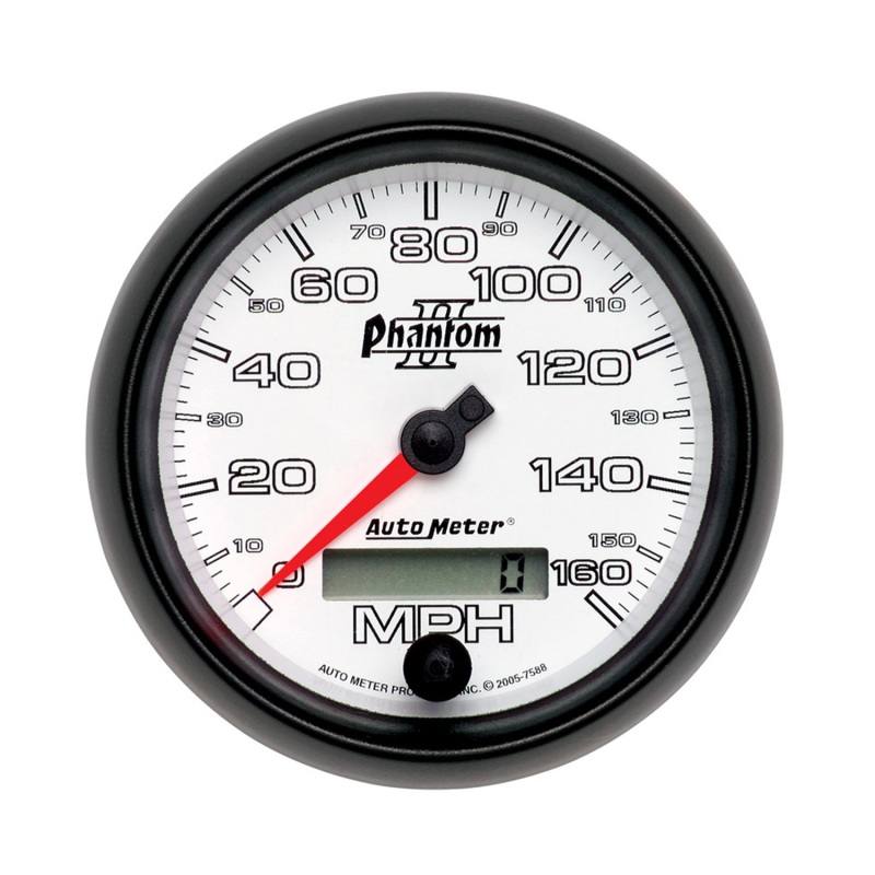 Autometer Phantom II 3-3/8in 160 MPH Electronic Programmable In-Dash Speedometer 7588 image 2