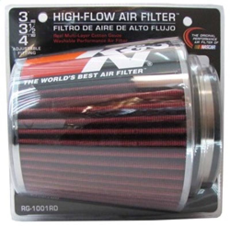 K&N Universal Air Filter Chrome Round Tapered Red - 4in Flange ID x 1.125in Flange Length x 5.5in H rg1001rd image 15