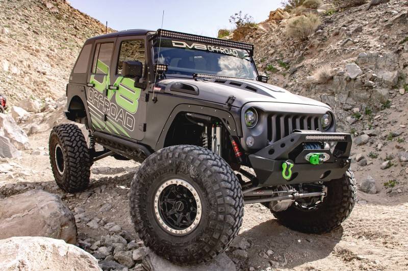 DV8 Offroad 07-18 Jeep Wrangler JK Metal Heat Dispersion Hood - Primer Black hdmb07-02 image 12