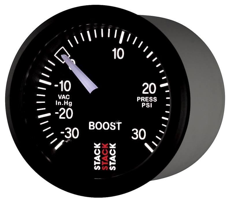 Autometer 52mm Stack Instruments -30INHG to +30PSI Mechanical Boost Gauge - Black ST3112 image 3