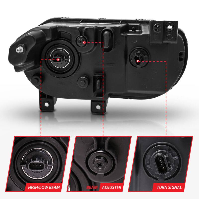 ANZO 2008-2014 Dodge Challenger Crystal Headlights Black 121526 image 10