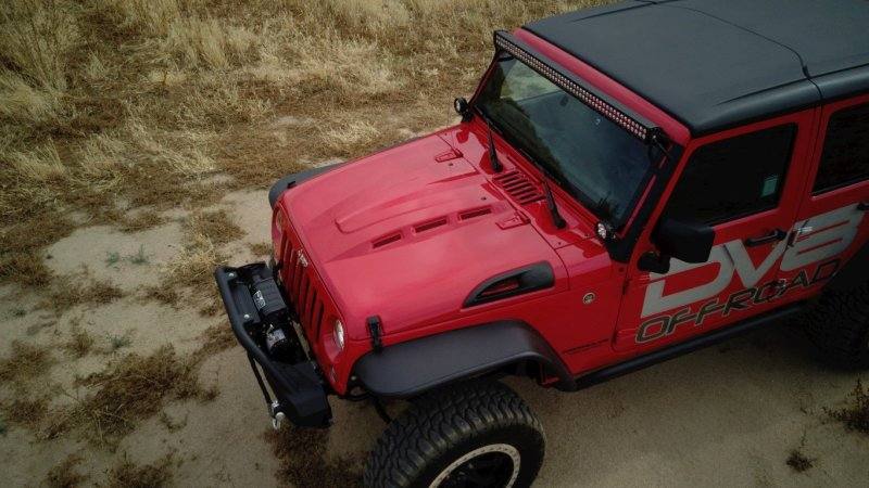 DV8 Offroad 07-18 Jeep Wrangler JK Metal Heat Dispersion Hood - Primer Black hdmb07-02 image 5