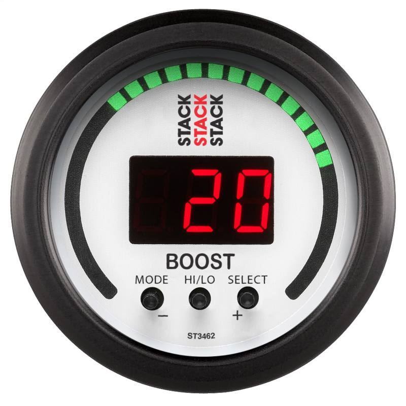 Autometer Stack 52mm -1 to +2 Bar (-30INHG to +30 PSI) Boost Controller - White ST3462