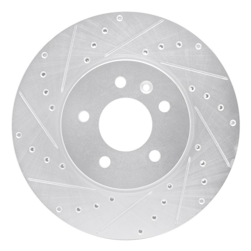 R1 13-25 Cadillac ATS Front Left Drilled & Slotted Silver Brake Rotor 631-46035L