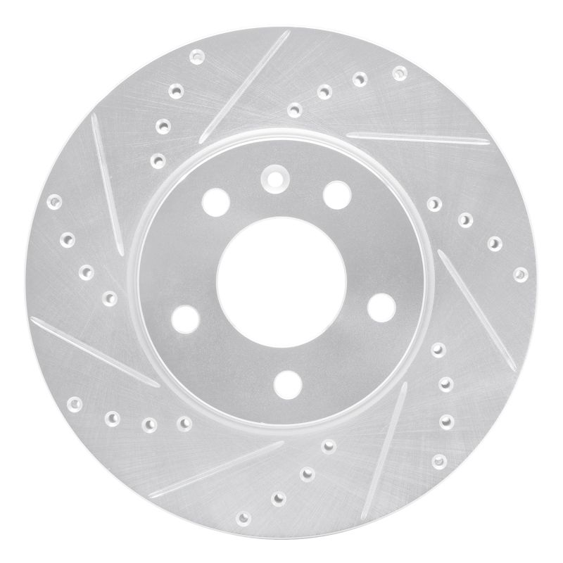 R1 13-25 Cadillac ATS Front Left Drilled & Slotted Silver Brake Rotor 631-46033L