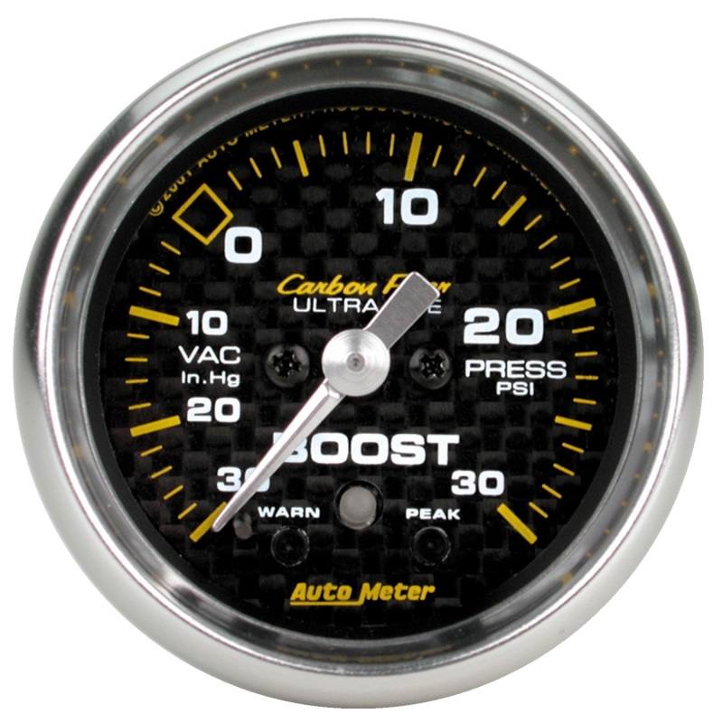 Autometer Carbon Fiber 52mm 30 PSI Electronic Boost gauge 4777 image 2