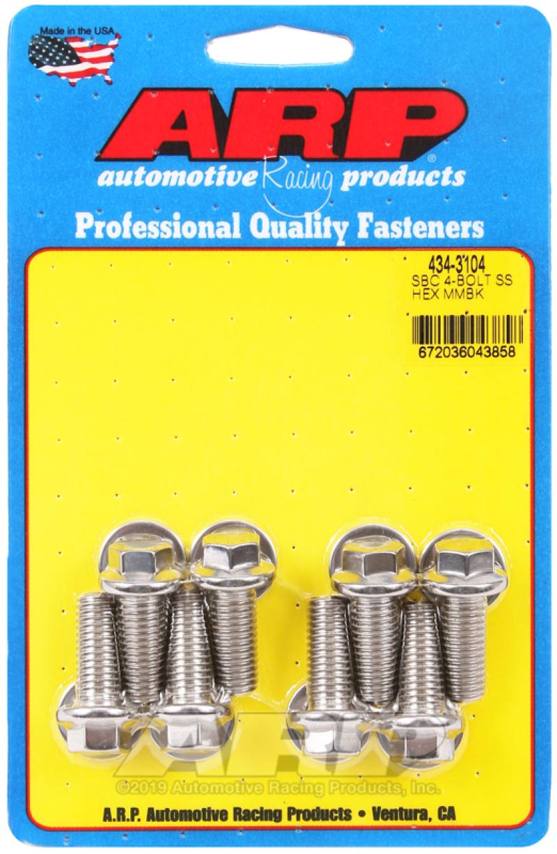 ARP SB Chevy 4-Bolt SS Hex Motor Mount Bolt Kit 434-3104 image 2