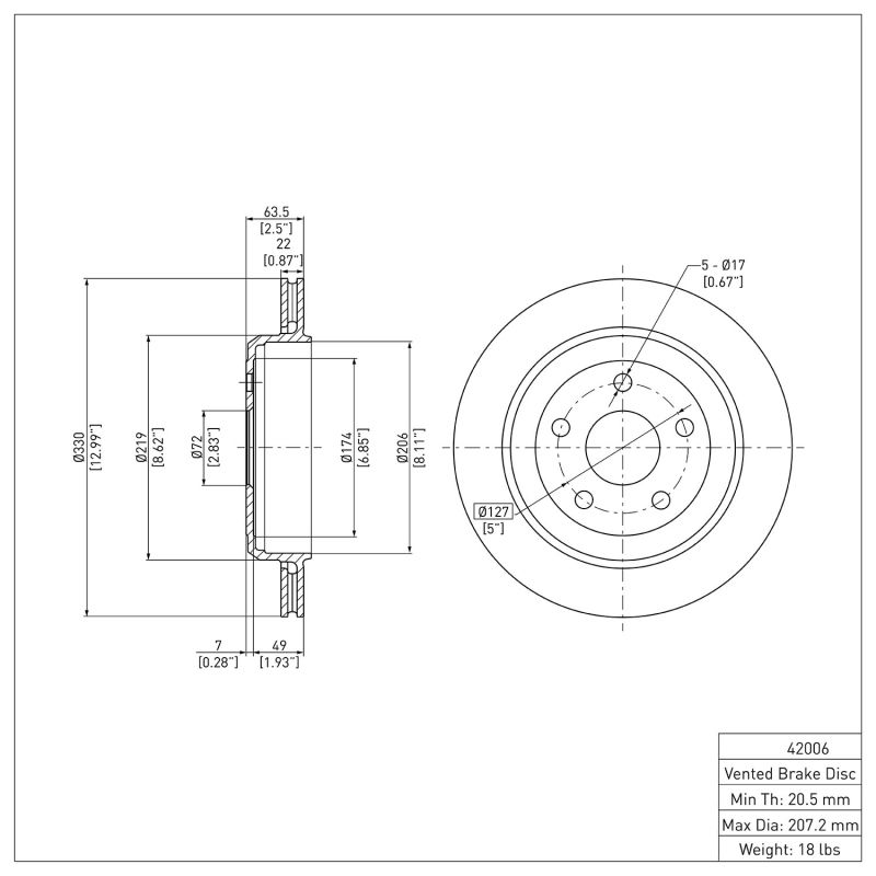 DFC 11-25 Dodge Durango Rear Brake Rotor 600-42006 image 6